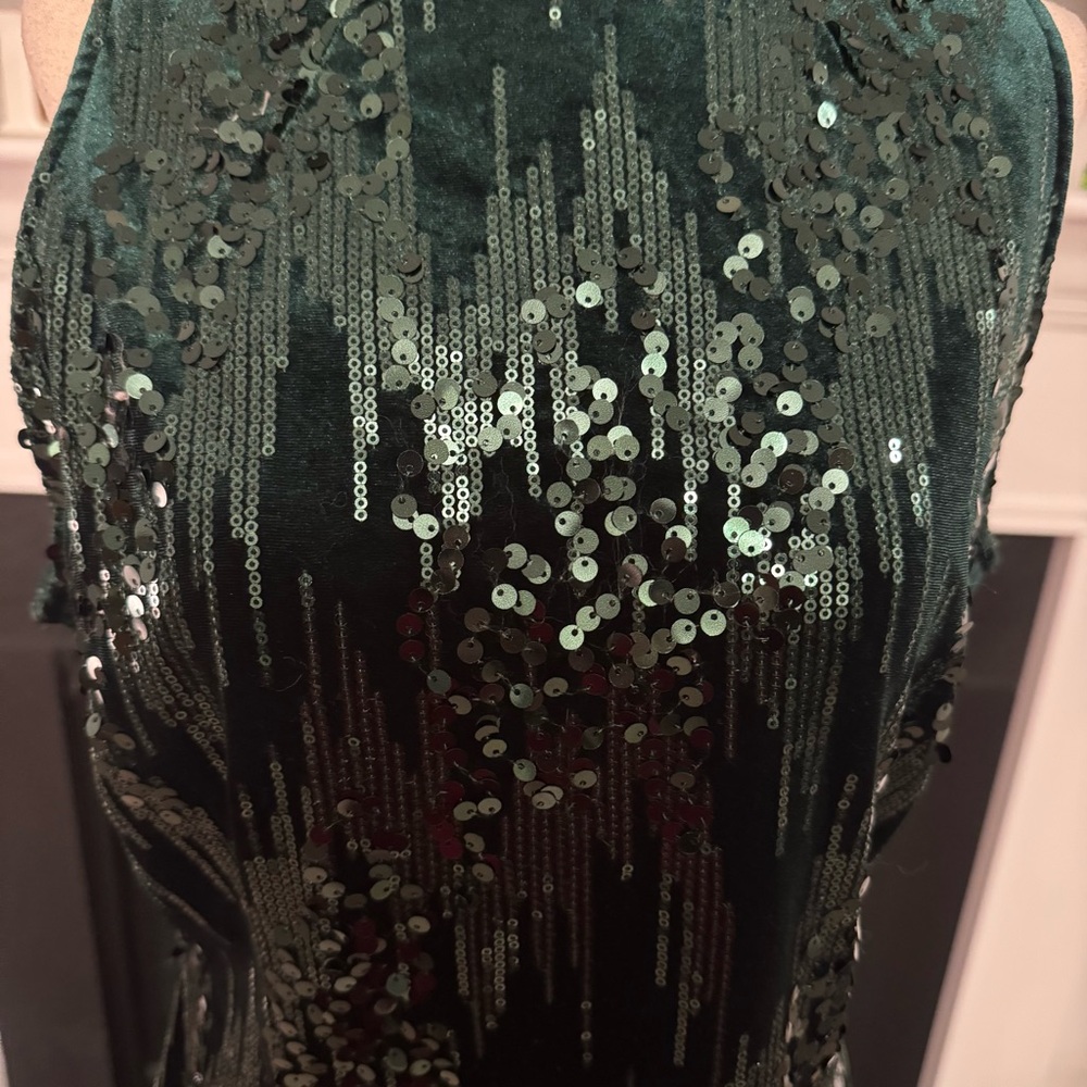 Tahari by Arthur S. Levine Emerald Green Sequin Cocktail Dress – Size 10 - Picture 2 of 11